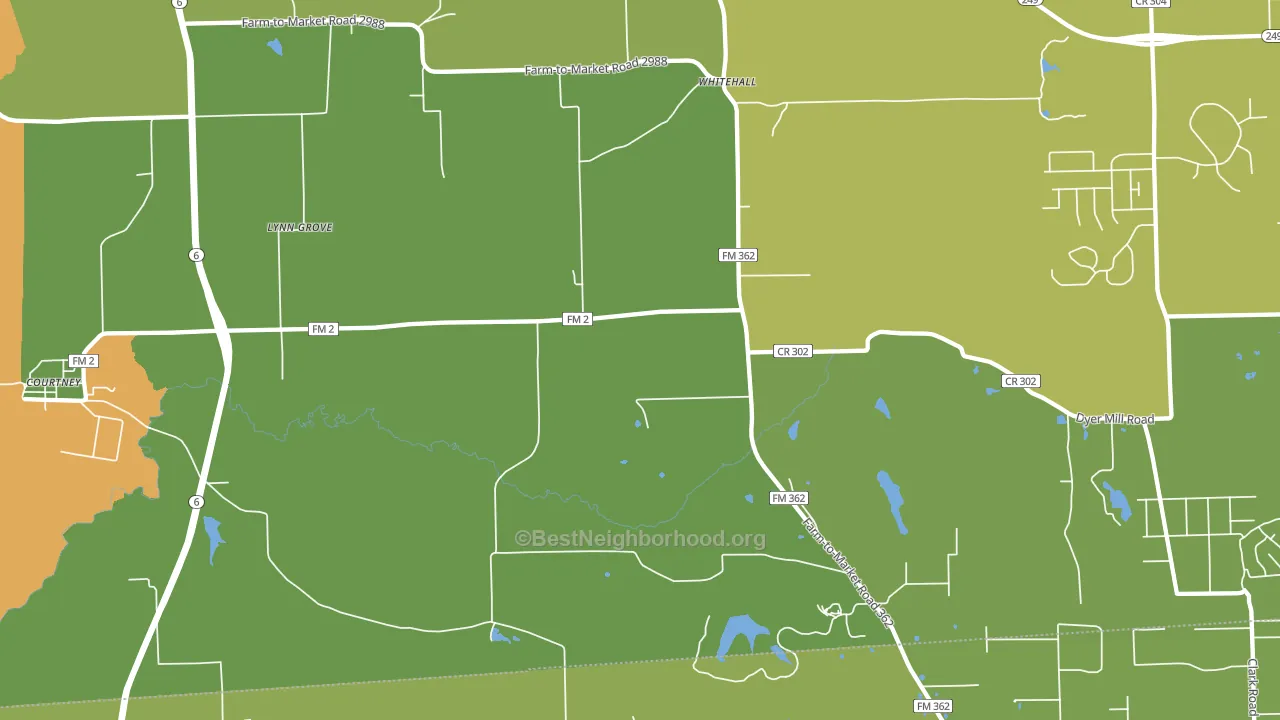 Whitehall, TX block-group voter-turnout map