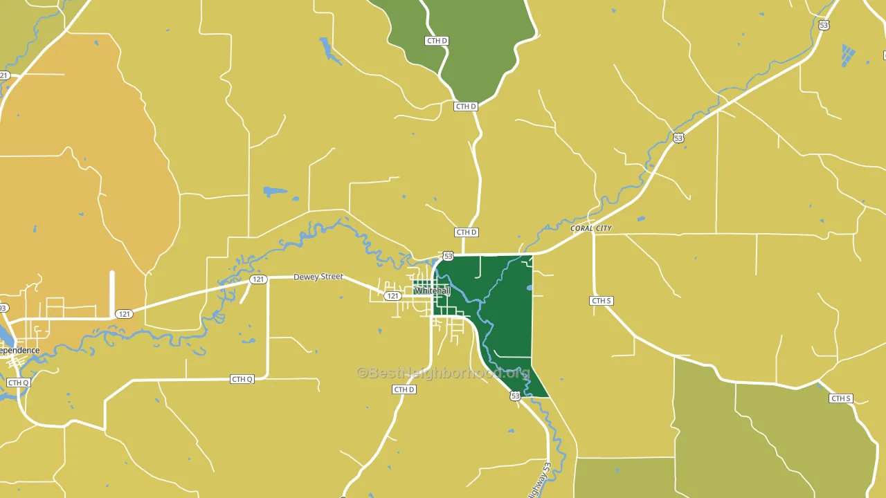 Whitehall, WI block-group voter-turnout map