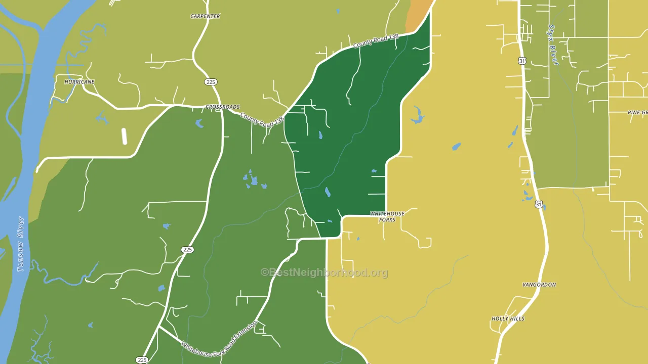 Whitehouse Forks, AL block-group voter-turnout map