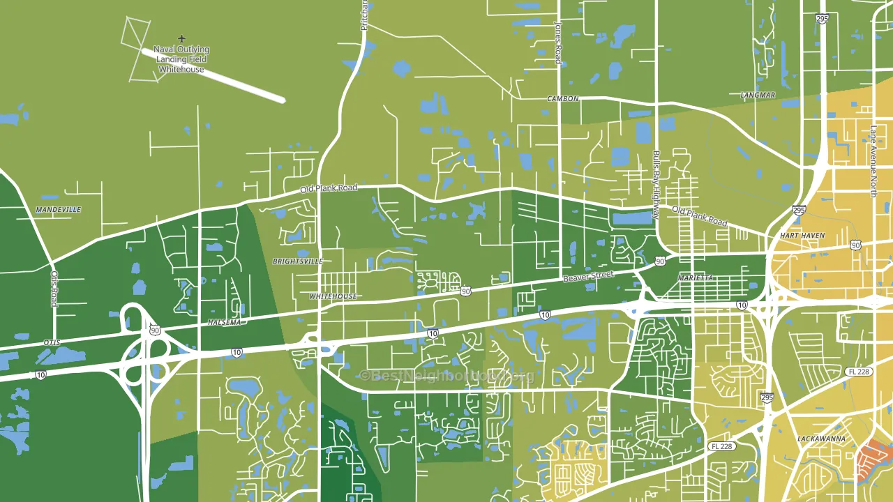 Whitehouse, Jacksonville, FL block-group voter-turnout map