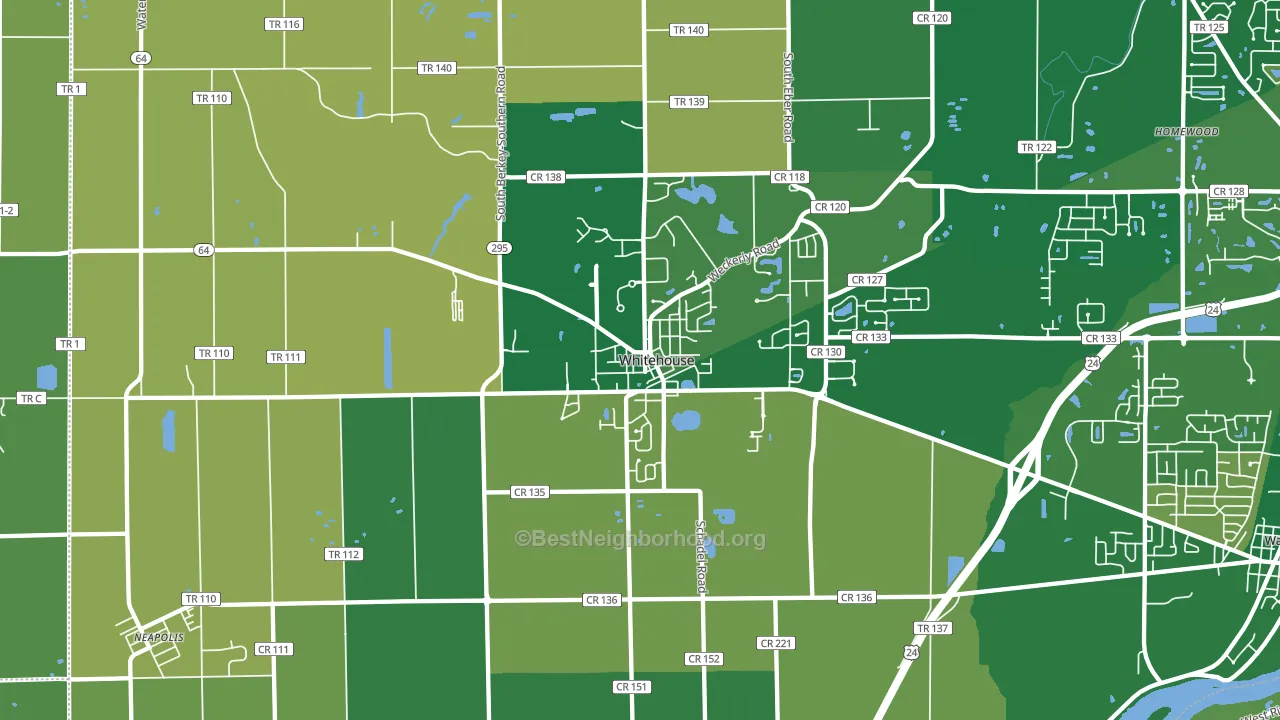 Whitehouse, OH block-group voter-turnout map