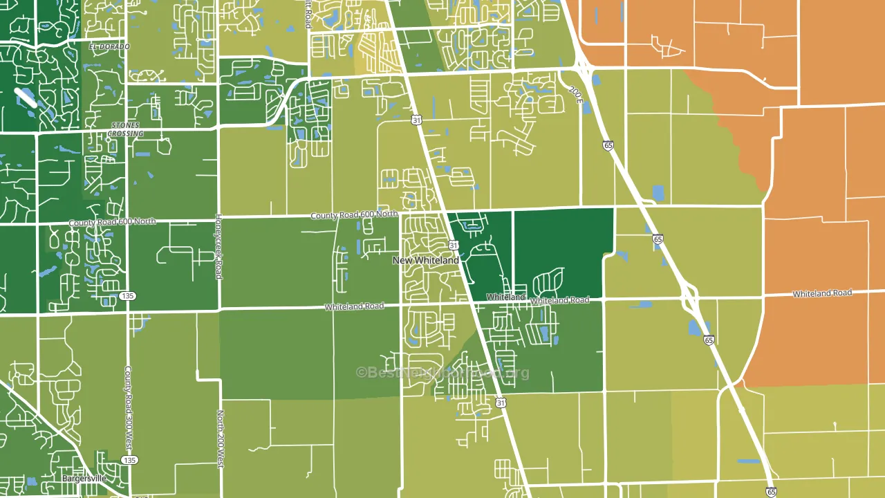Whiteland, IN block-group voter-turnout map
