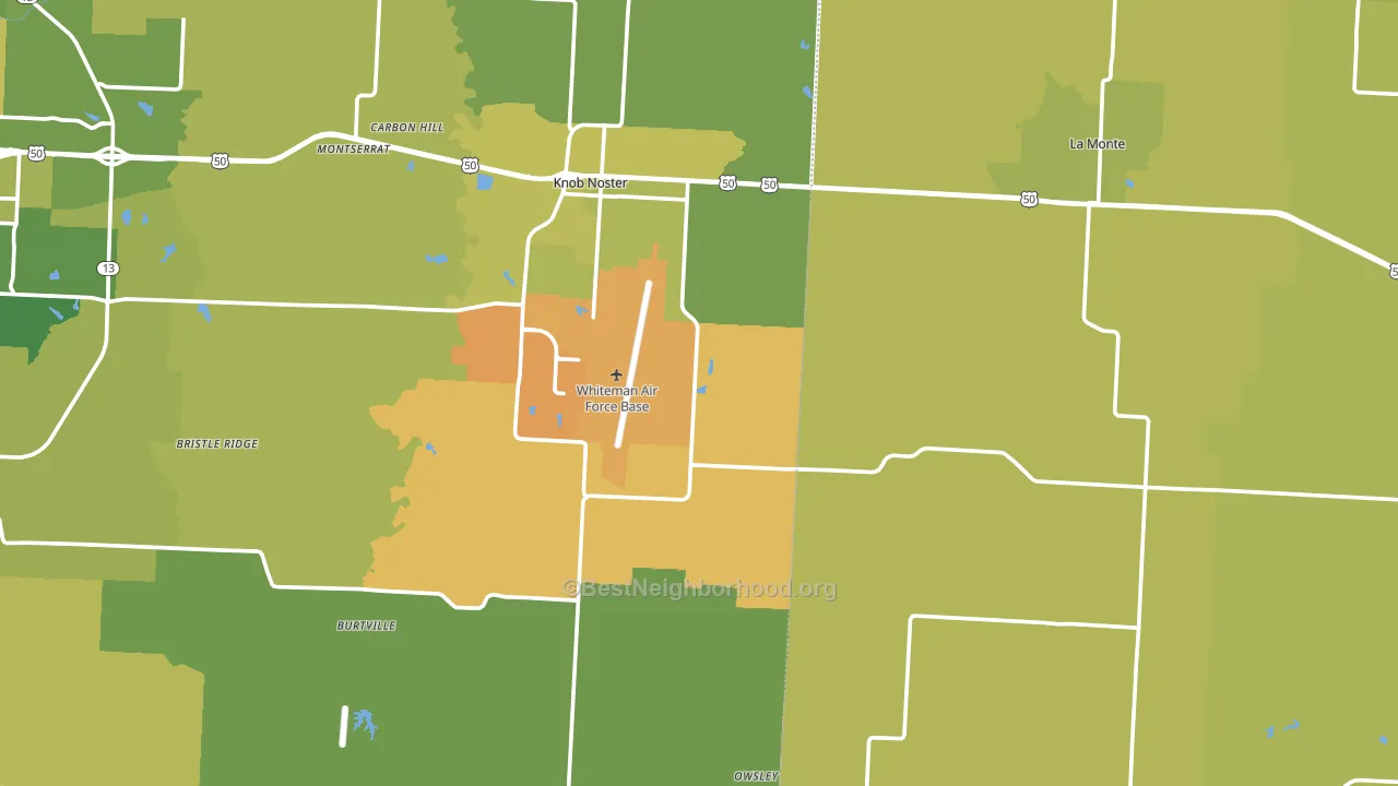 Whiteman Air Force Base, MO block-group voter-turnout map