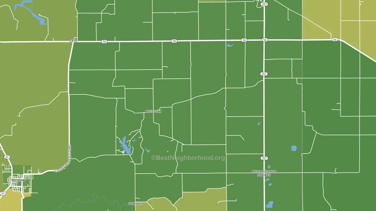 Whiteoak, IN block-group voter-turnout map