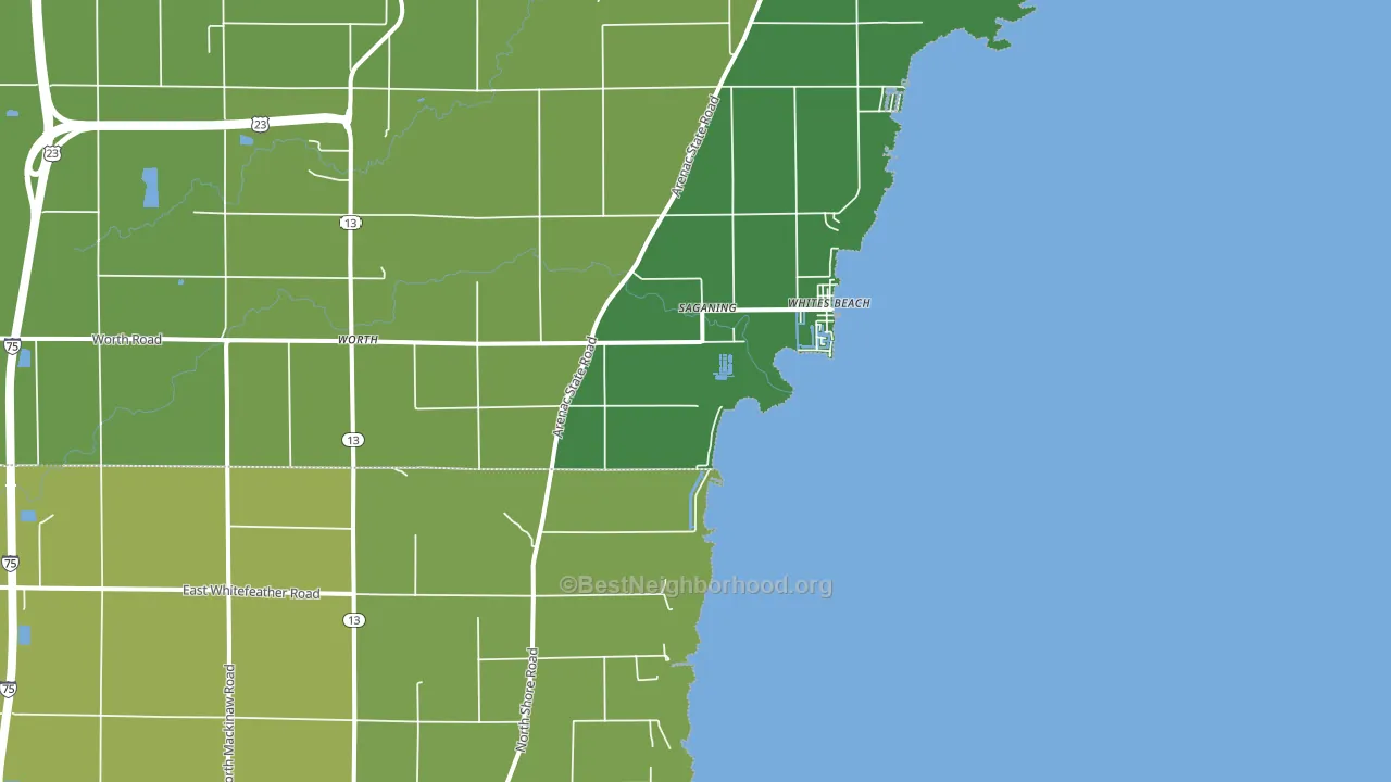 Whites Beach, MI block-group voter-turnout map