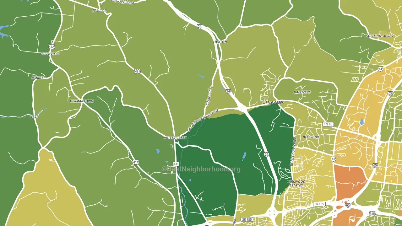 Whites Creek, TN block-group voter-turnout map