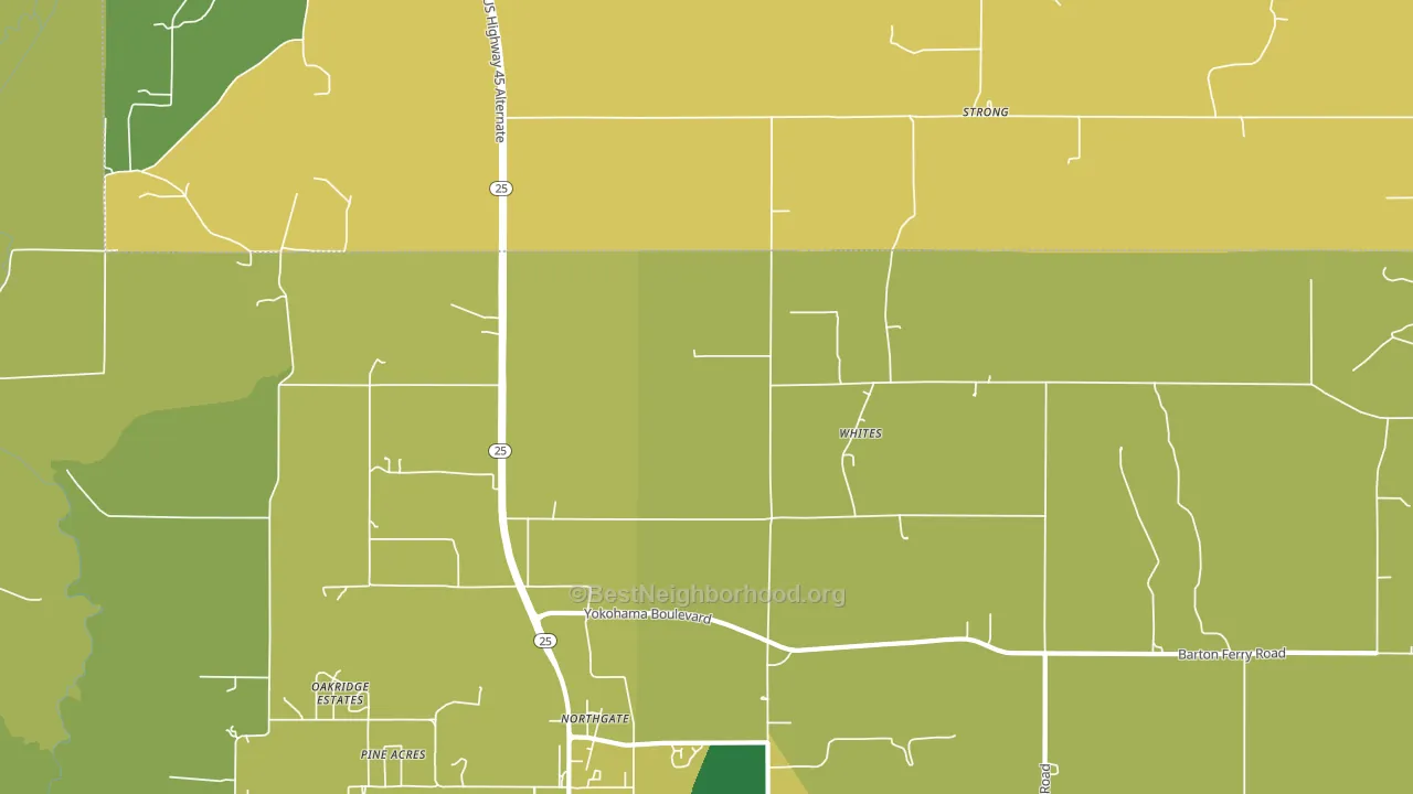 Whites, MS block-group voter-turnout map