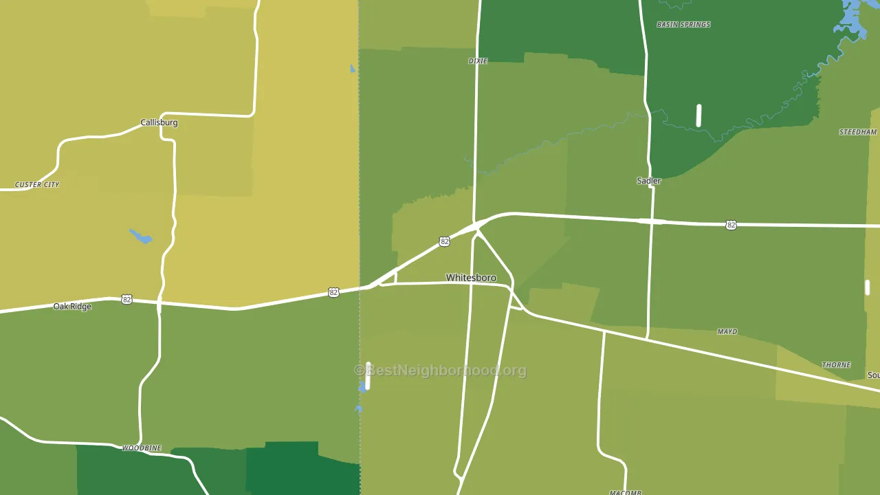 Whitesboro, TX block-group voter-turnout map