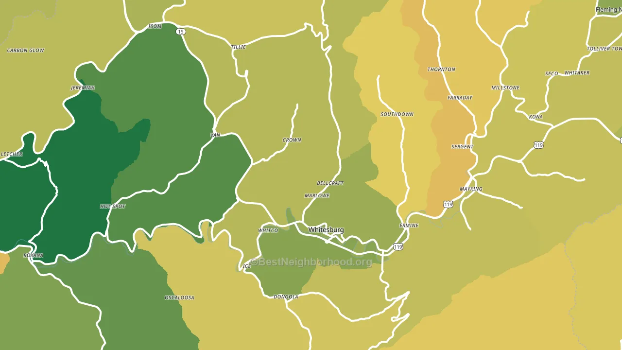 Whitesburg, KY block-group voter-turnout map