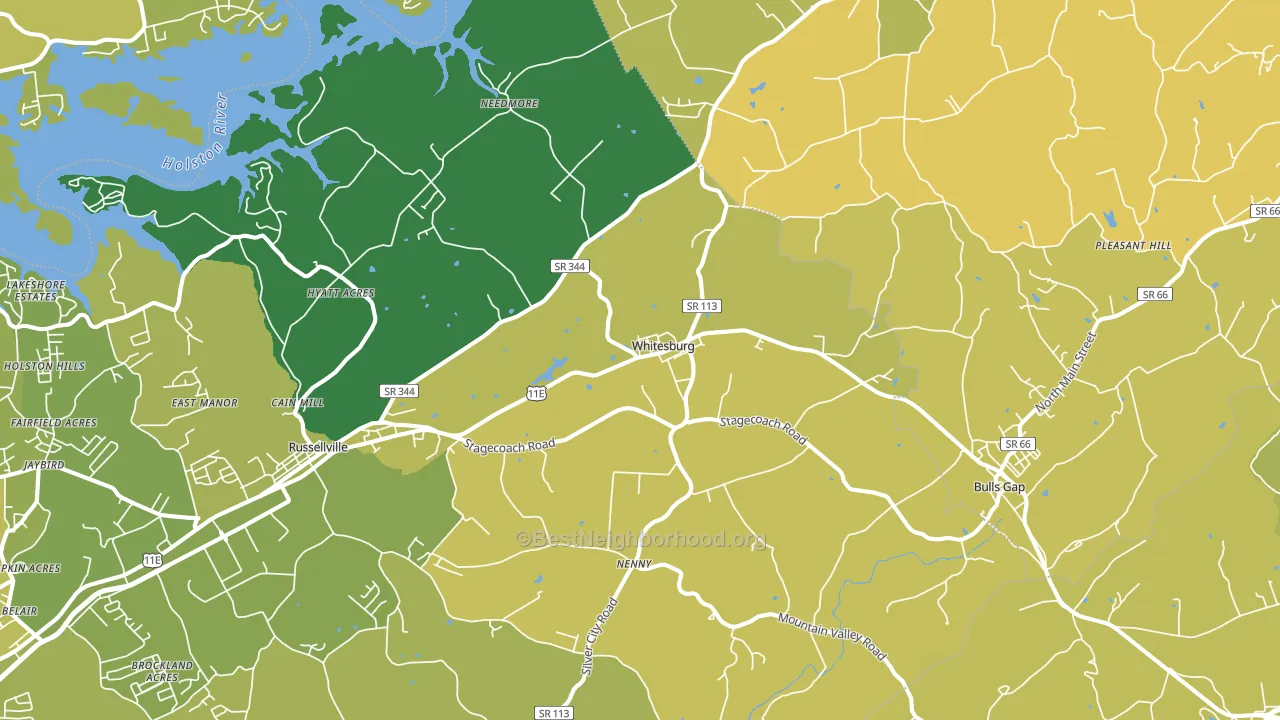Whitesburg, TN block-group voter-turnout map