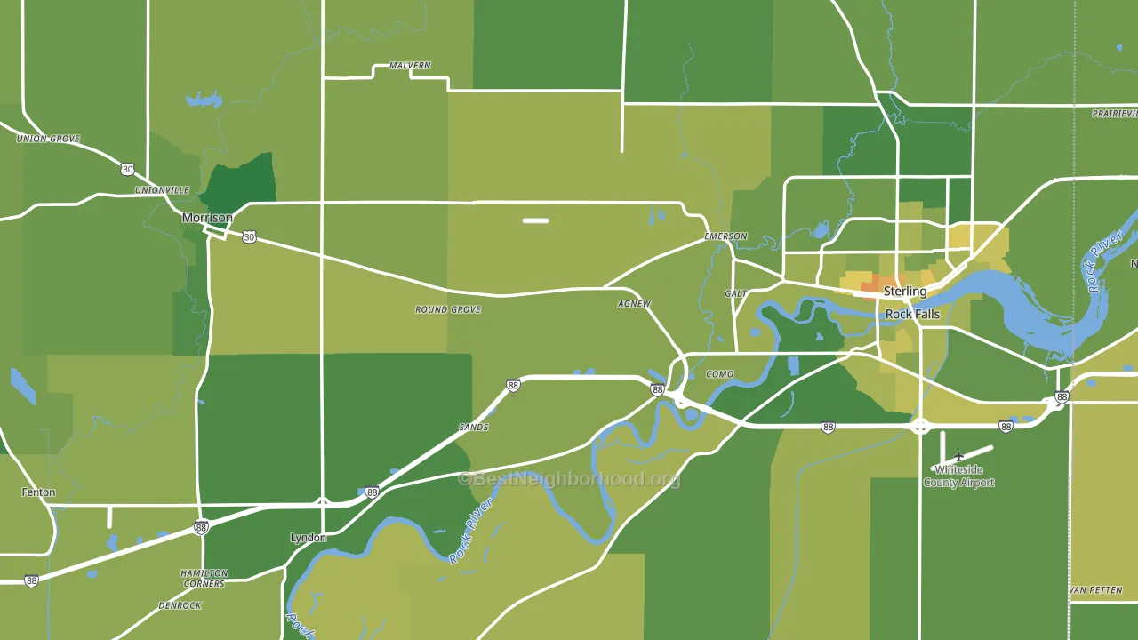 Whiteside County, IL block-group voter-turnout map