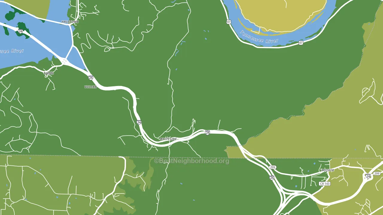 Whiteside, TN block-group voter-turnout map