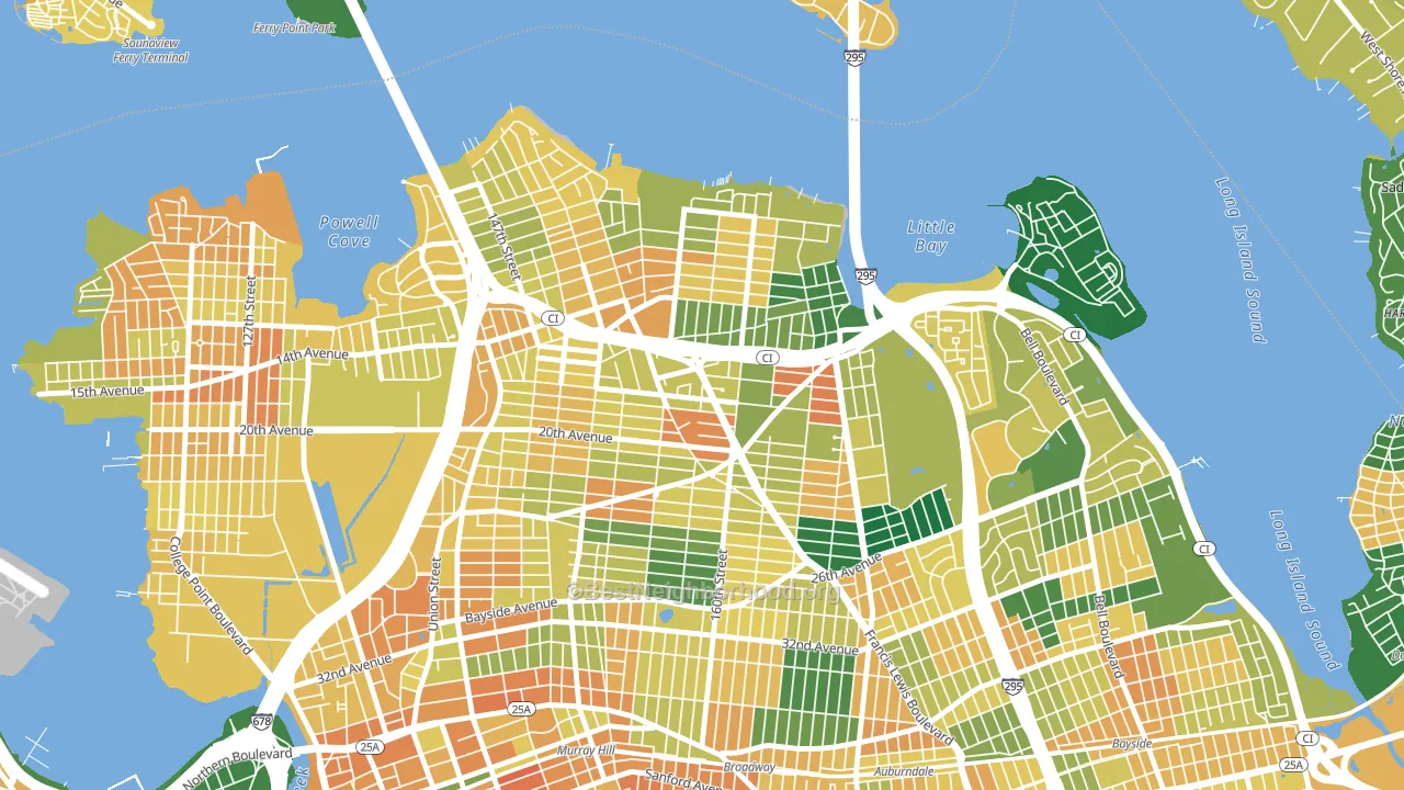 Whitestone, Queens, NY block-group voter-turnout map