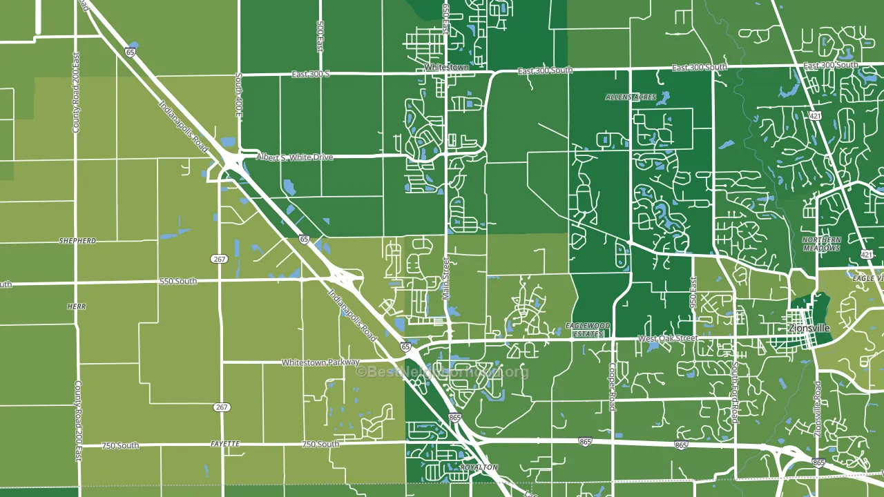 Whitestown, IN block-group voter-turnout map