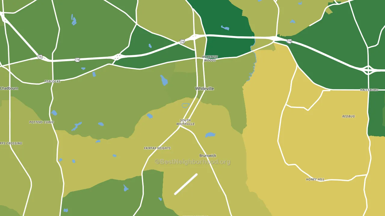 Whiteville, NC block-group voter-turnout map