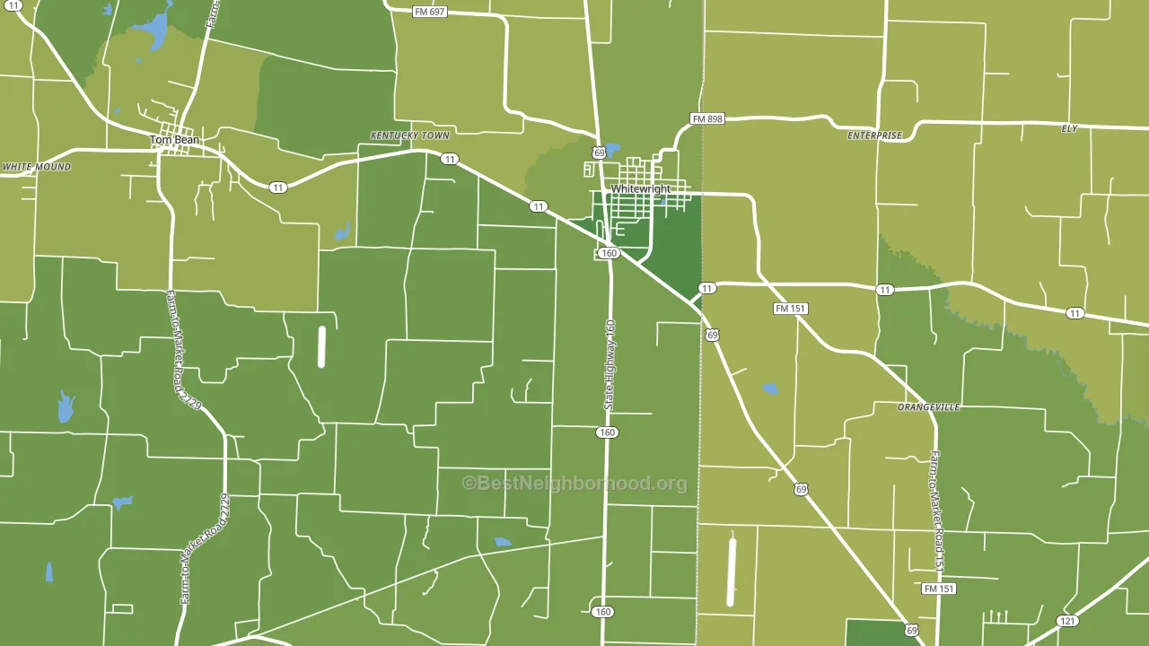Whitewright, TX block-group voter-turnout map