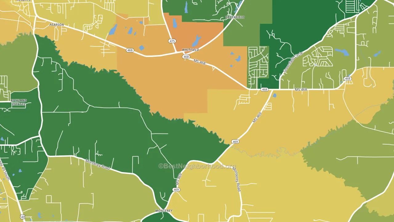 Whitfield, MS block-group voter-turnout map