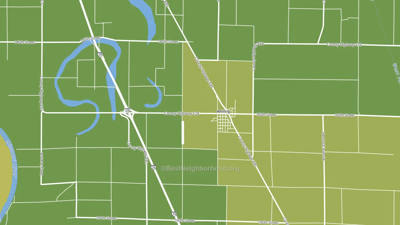 Whiting, IA block-group voter-turnout map
