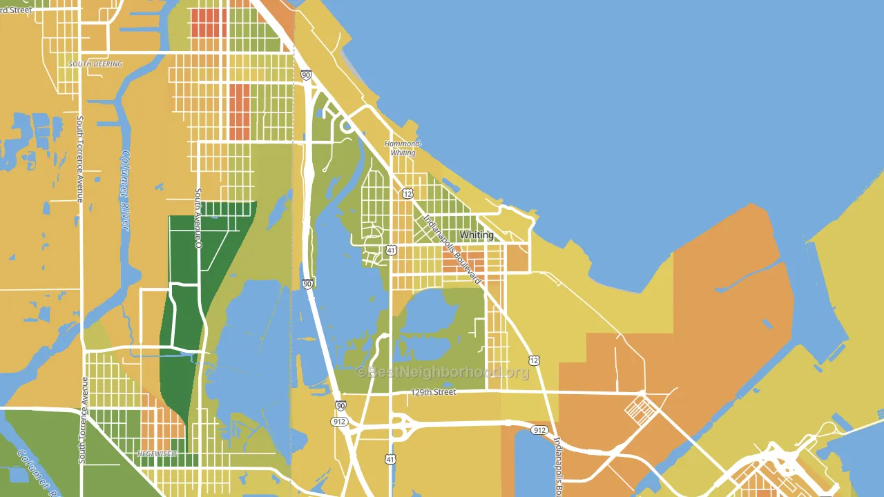 Whiting, IN block-group voter-turnout map
