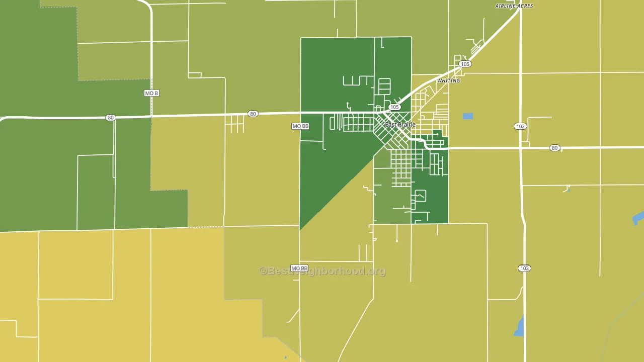 Whiting, MO block-group voter-turnout map