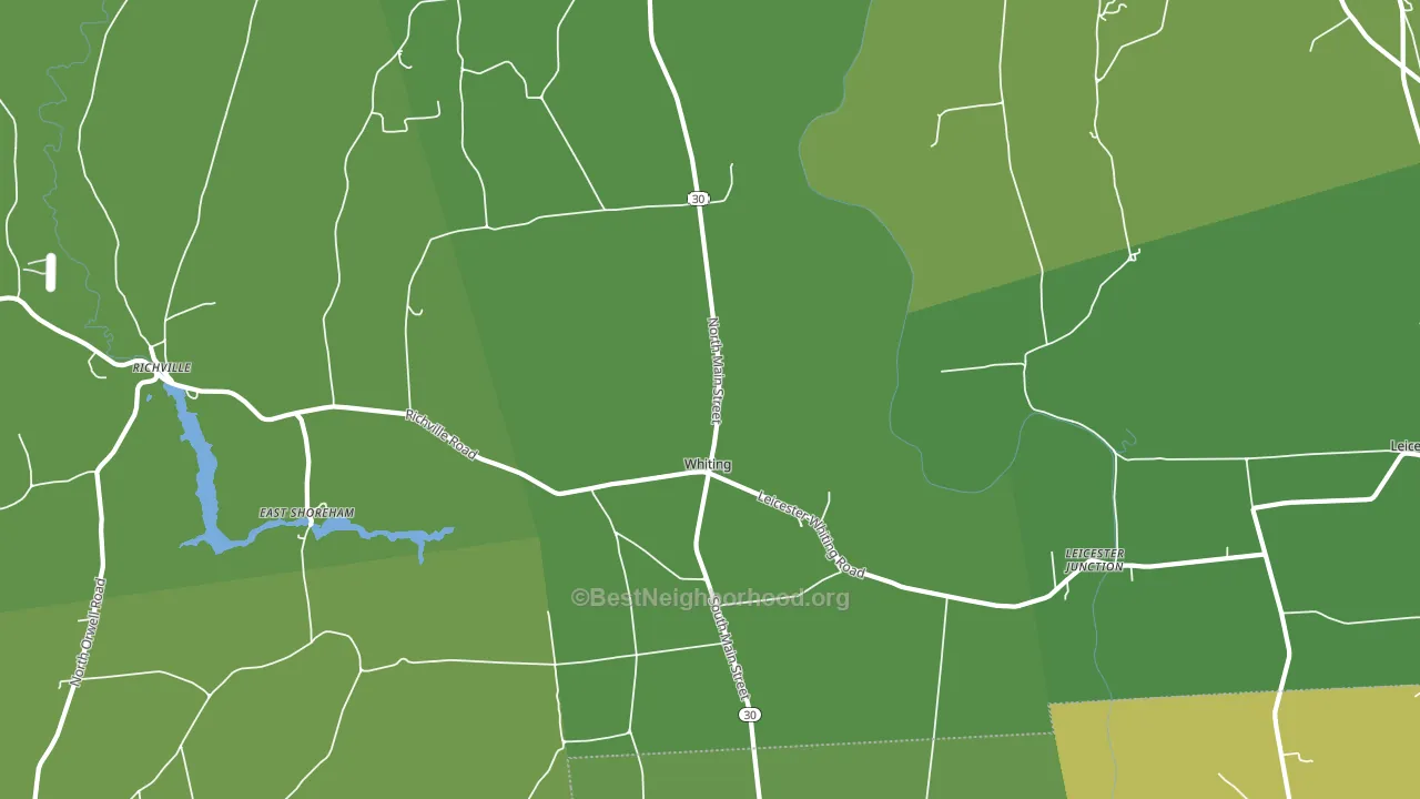 Whiting, VT block-group voter-turnout map