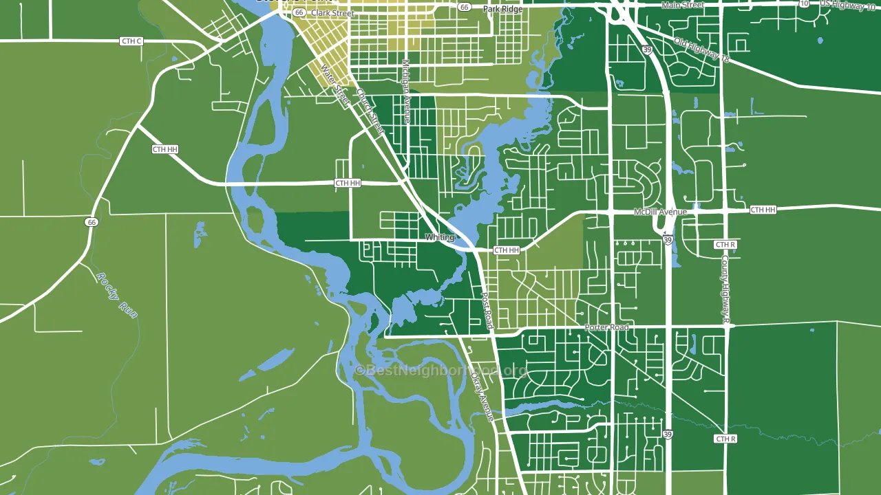 Whiting, WI block-group voter-turnout map