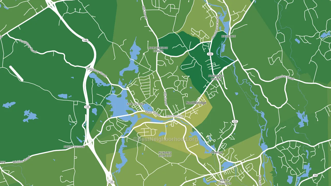 Whitinsville, MA block-group voter-turnout map