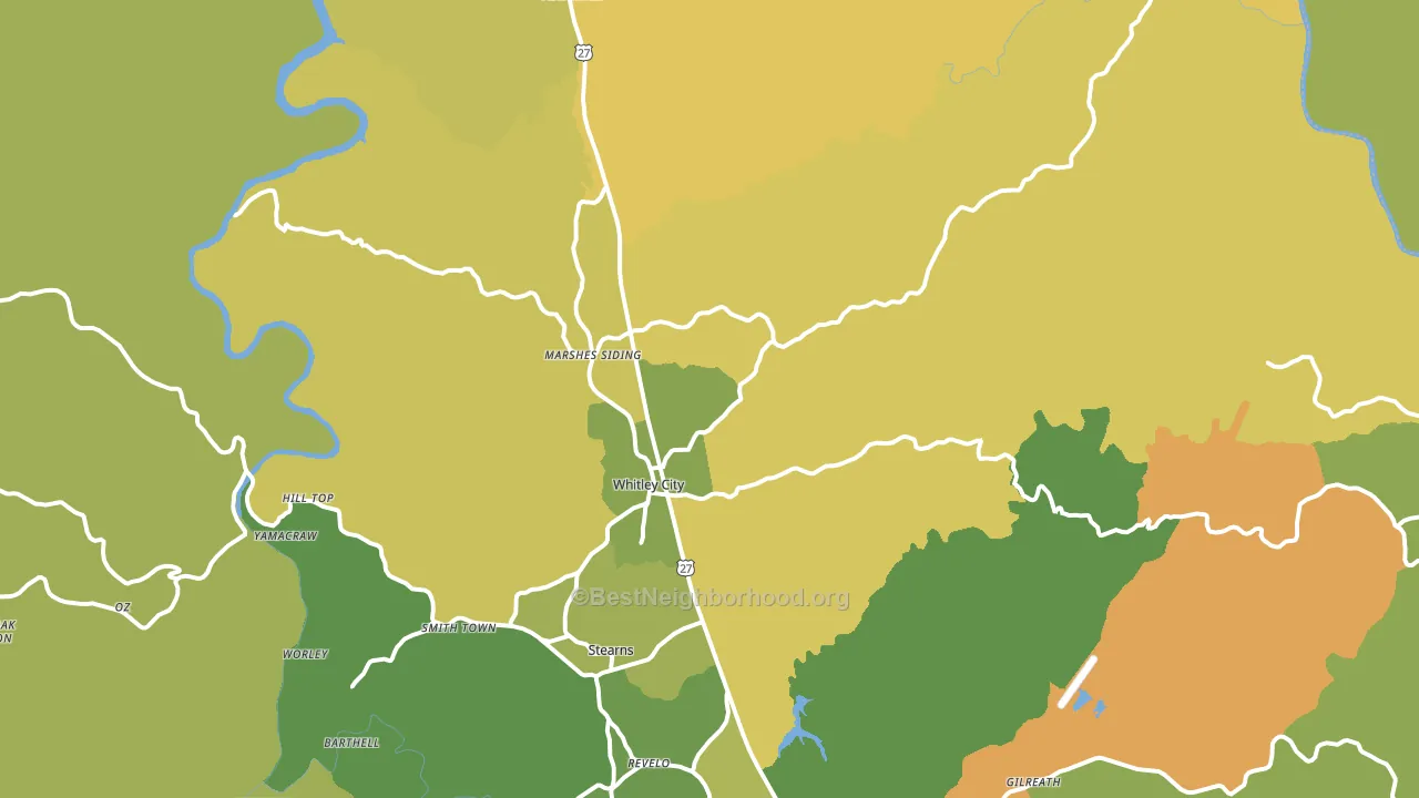 Whitley City, KY block-group voter-turnout map