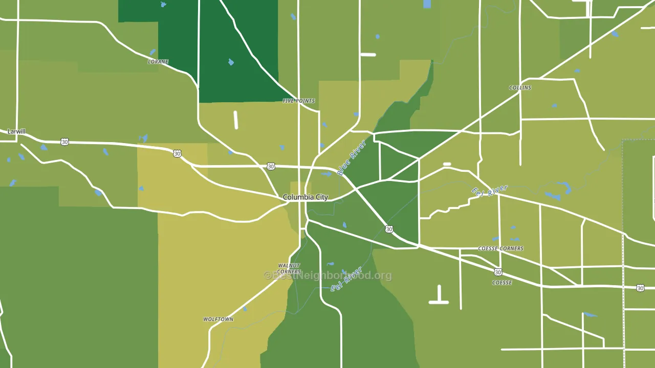 Whitley County, IN block-group voter-turnout map