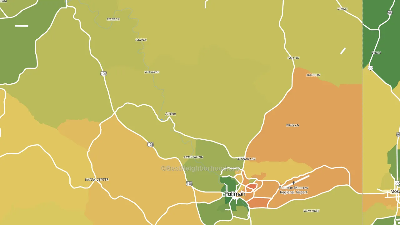 Whitman County, WA block-group voter-turnout map
