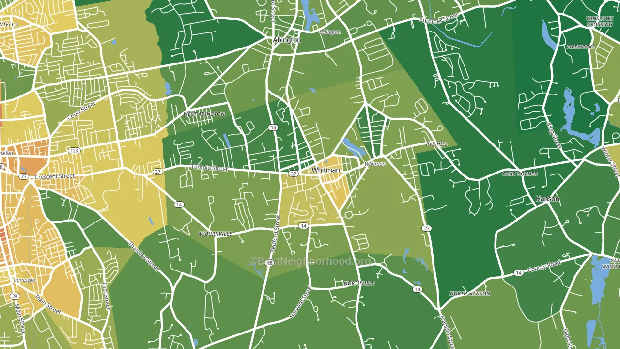 Whitman, MA block-group voter-turnout map