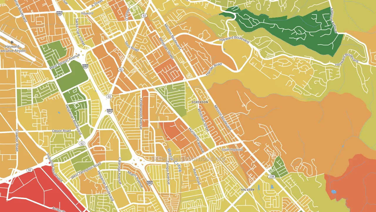 Whitman-Mocine, Hayward, CA block-group voter-turnout map