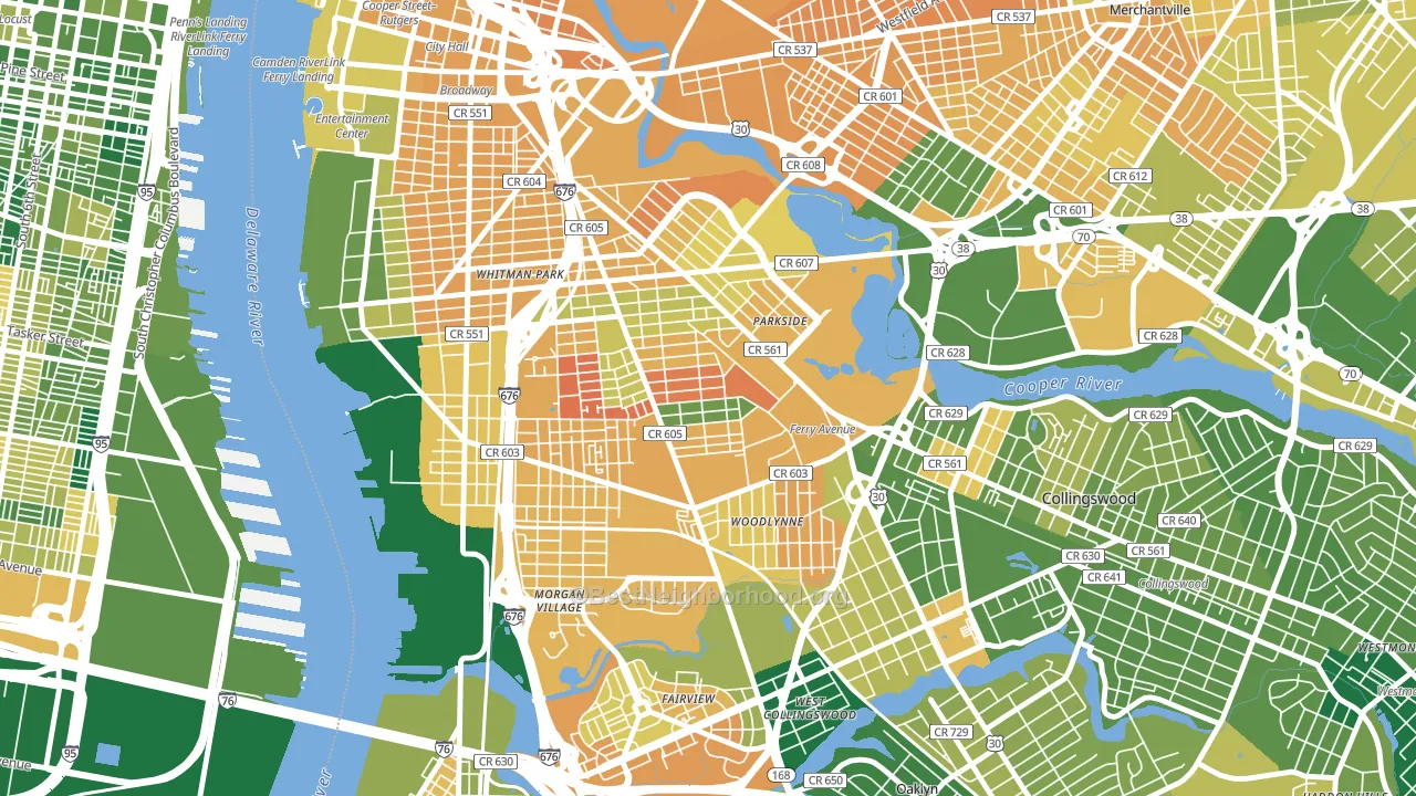 Whitman Park, Camden, NJ block-group voter-turnout map