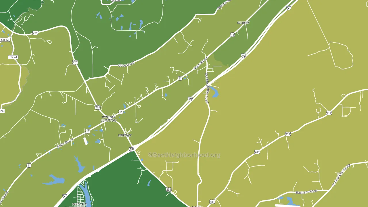 Whitney, AL block-group voter-turnout map