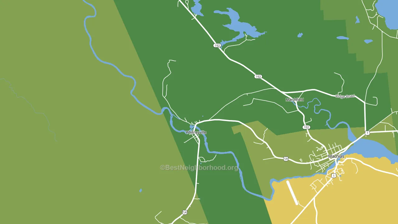 Whitneyville, ME block-group voter-turnout map