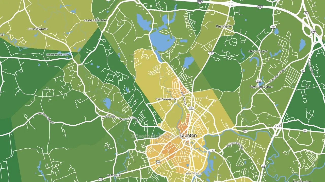 Whittenton, Taunton, MA block-group voter-turnout map
