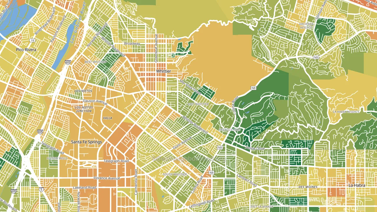 Whittier, CA block-group voter-turnout map