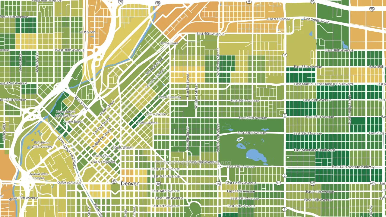 Whittier, Denver, CO block-group voter-turnout map