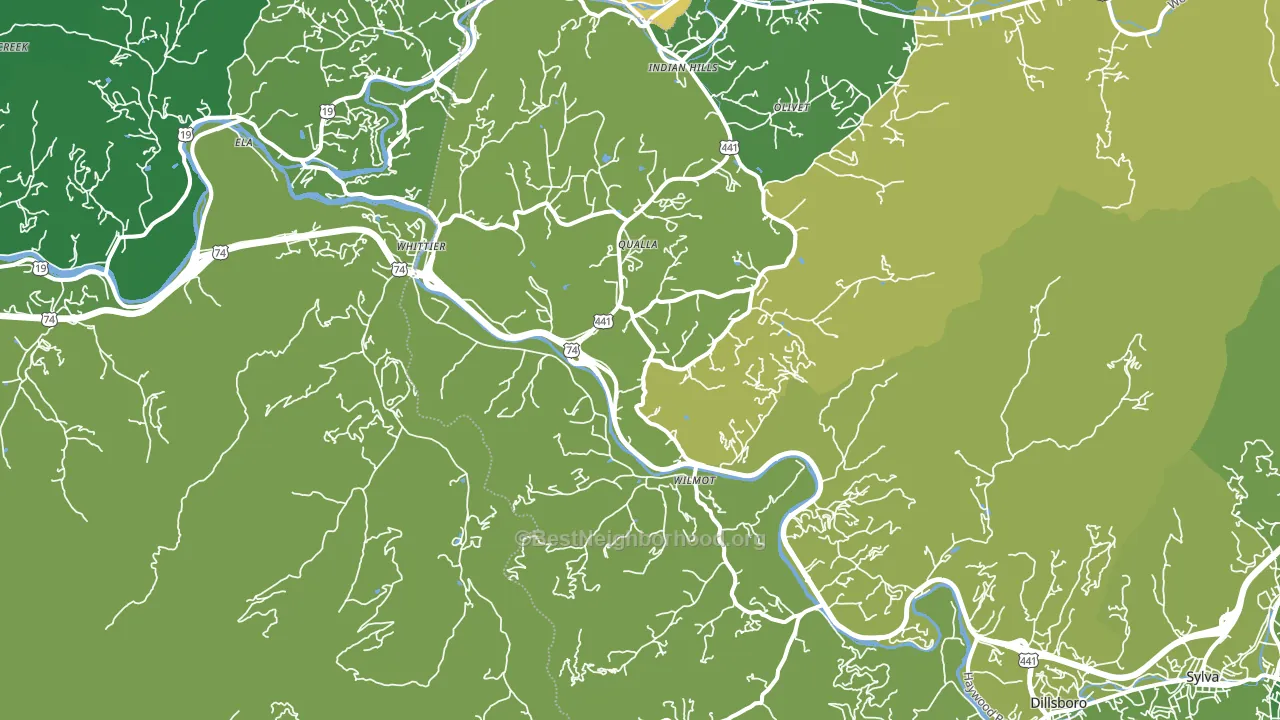 Whittier, NC block-group voter-turnout map