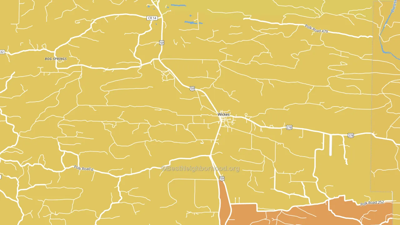 Wickes, AR block-group voter-turnout map