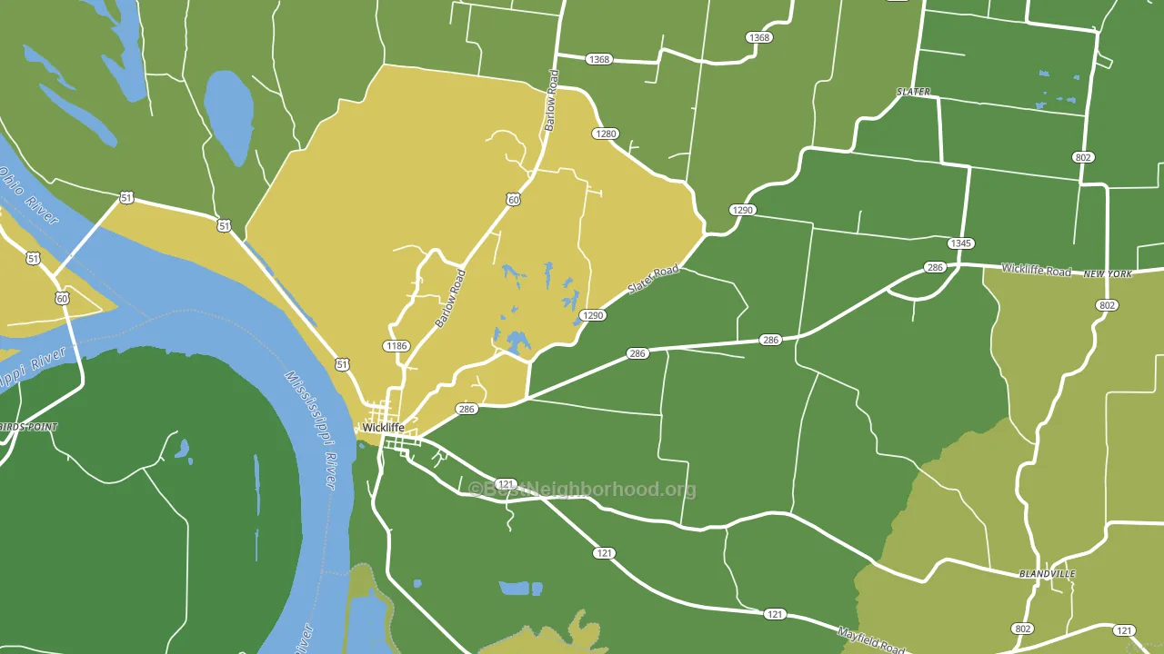 Wickliffe, KY block-group voter-turnout map