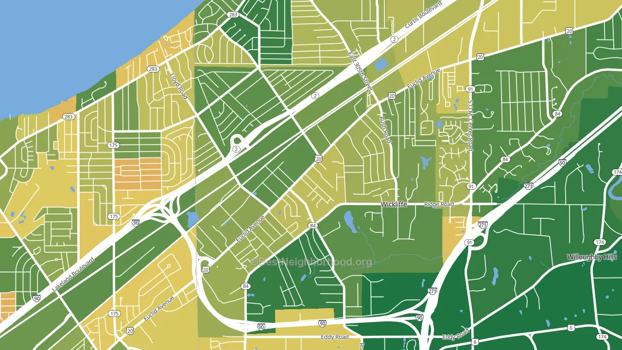 Wickliffe, OH block-group voter-turnout map