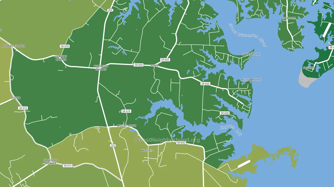 Wicomico Church, VA block-group voter-turnout map