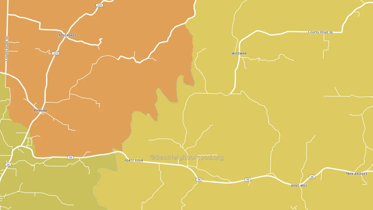 Wideman, AR block-group voter-turnout map