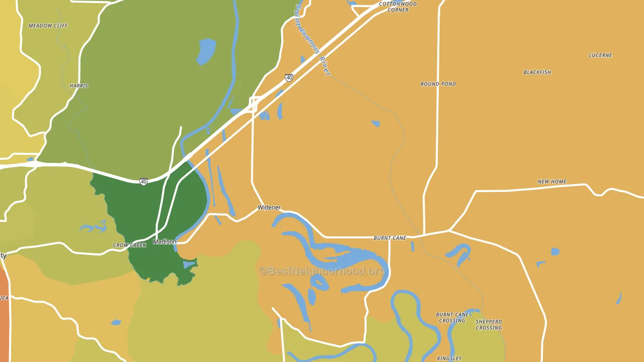 Widener, AR block-group voter-turnout map