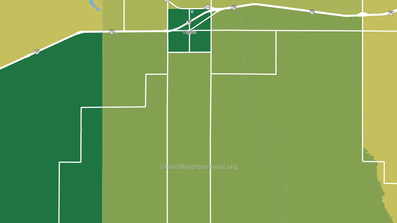 Wiggins, CO block-group voter-turnout map