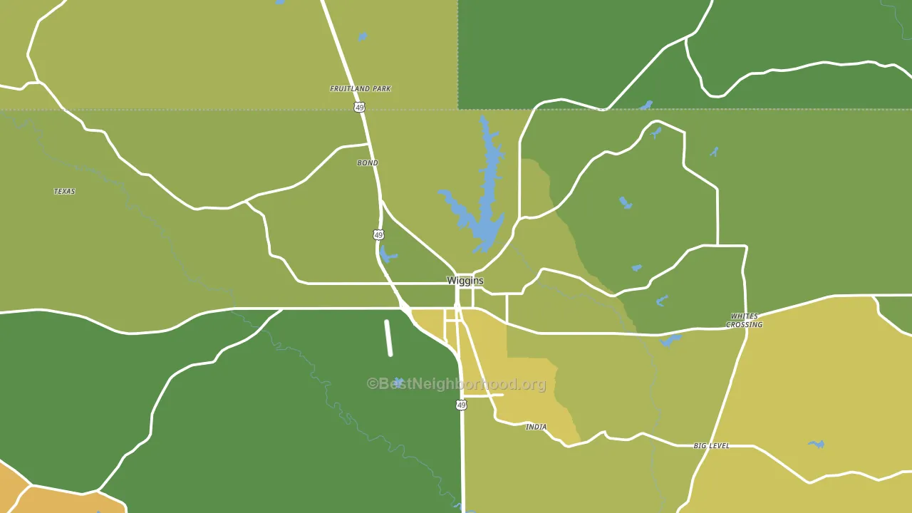 Wiggins, MS block-group voter-turnout map