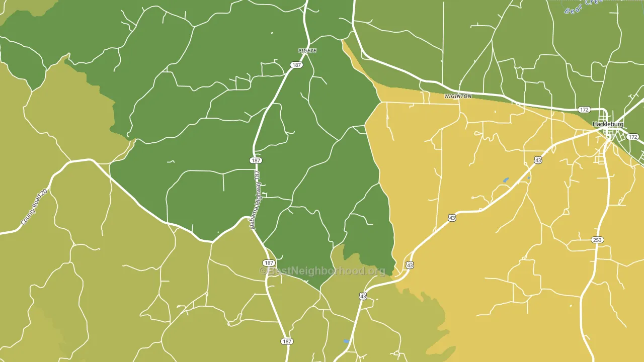 Wiginton, AL block-group voter-turnout map