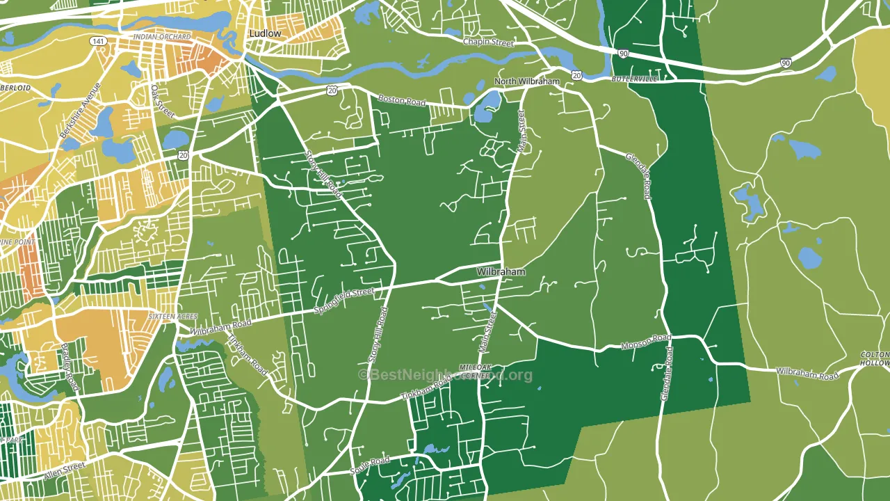 Wilbraham, MA block-group voter-turnout map