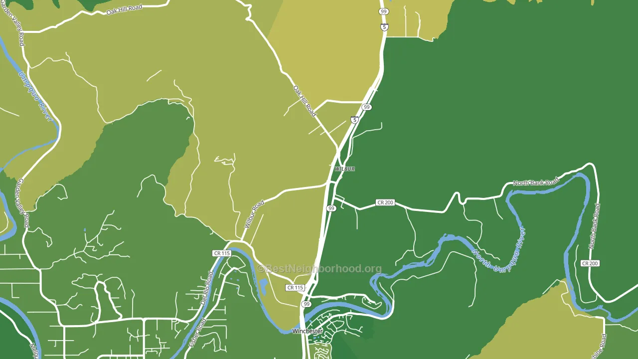 Wilbur, OR block-group voter-turnout map